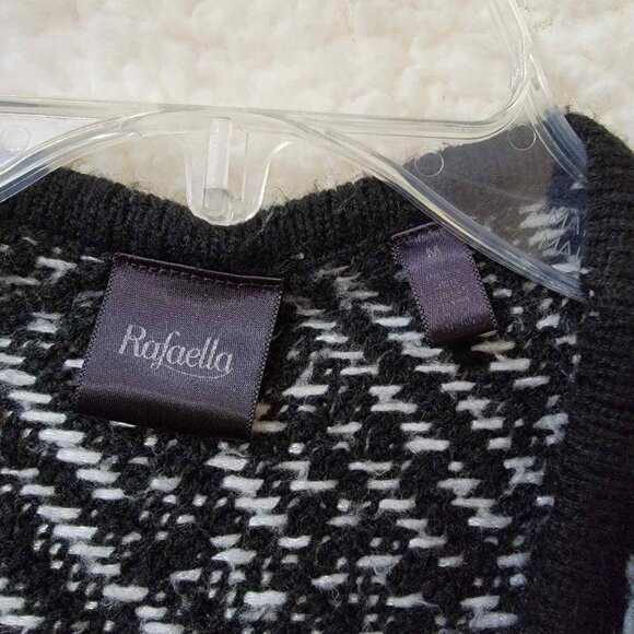 Rafaella Geometric Pattern Open Front Cardigan‎ Womens M Black and White - Picture 2 of 9